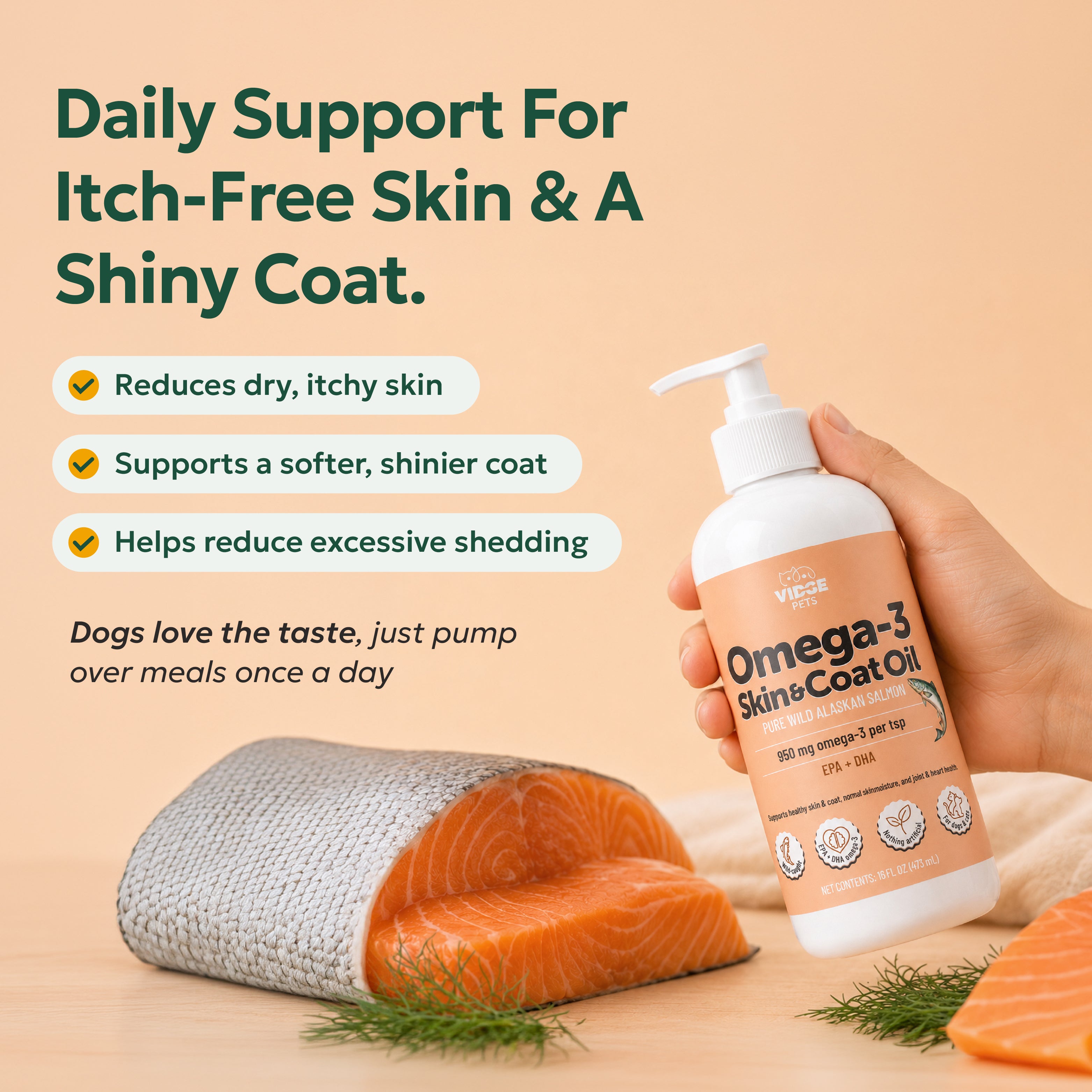Wild Alaskan Salmon Oil – Omega‑3 Skin & Coat Support for Dogs